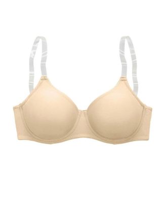 Women's B-DDD Clear Strap No-Padding Underwire T-Shirt Bra