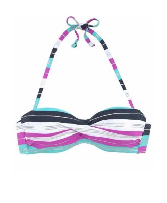Women's Striped Bandeau Bikini Swimsuit Top Bra Sizing