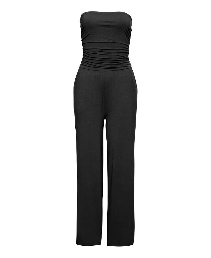 Women's Viscose Printed Strapless with Pockets Jumpsuit - thumbnail 3