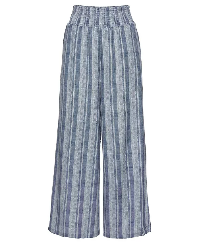 Women's Striped Wide Leg Smocked with Pockets Pants - thumbnail 5