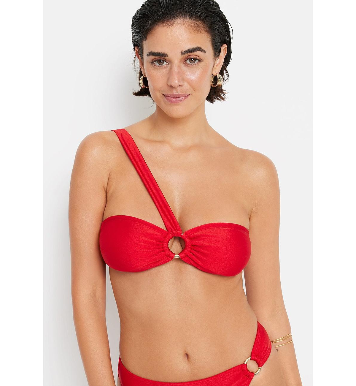 Lscn by Lascana Women's O-Ring Bandeau Bikini Swimsuit Top Bra Sizing