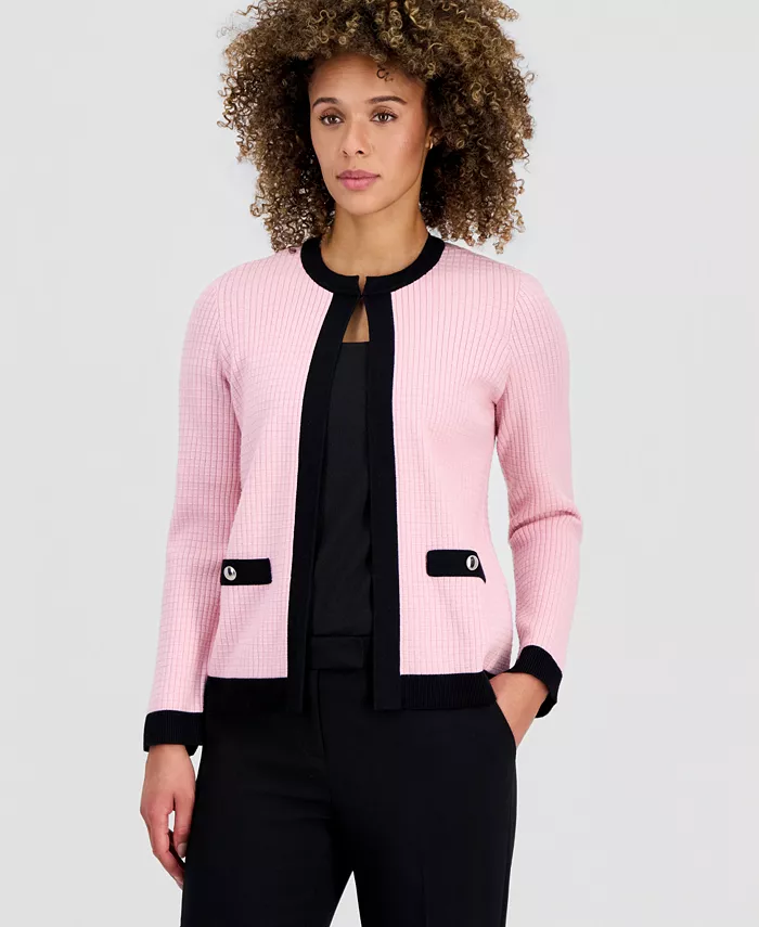 Women's Waffle-Knit Kissing-Front Jacket, Regular & Petite - thumbnail 9