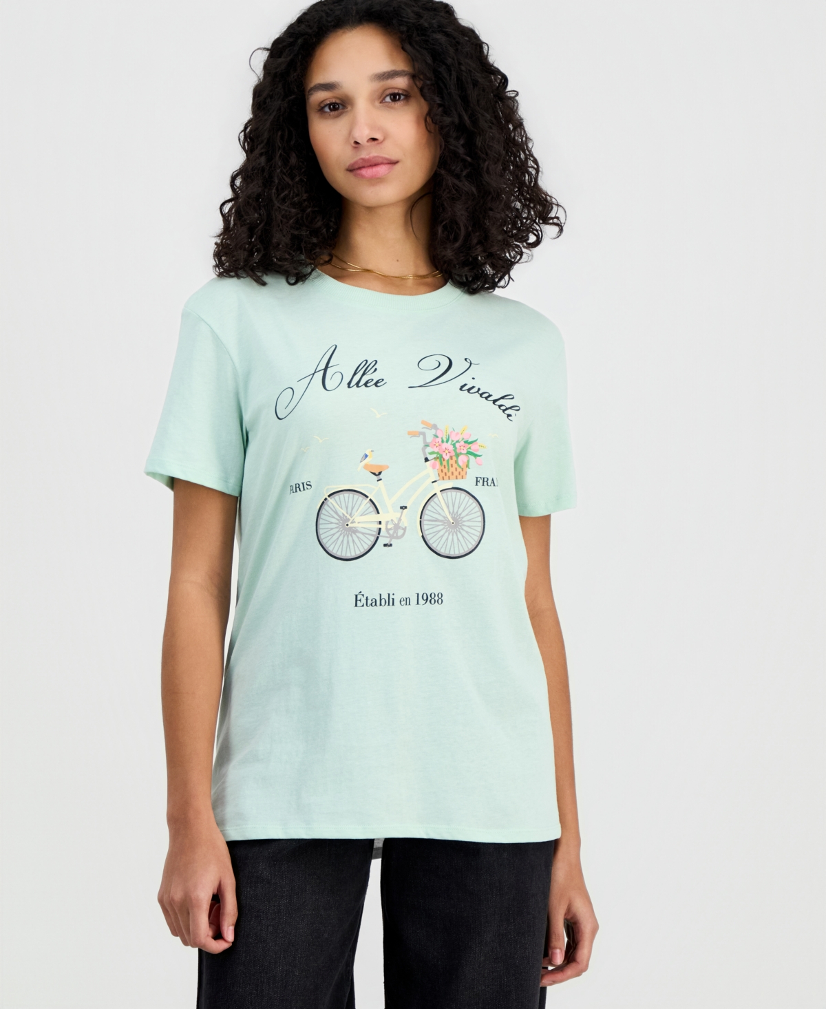 Self Esteem Juniors' Bike Paris Crewneck Short-Sleeve T-Shirt