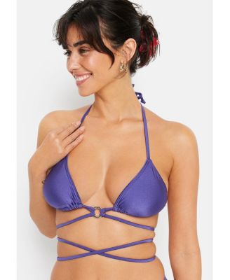 Women's Shimmer Strappy Triangle Bikini Swimsuit Top Bra Sizing