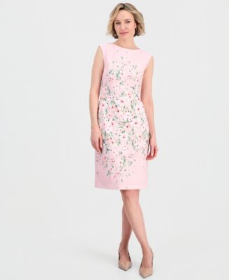 Women's Placed-Floral Sleeveless Sheath Dress