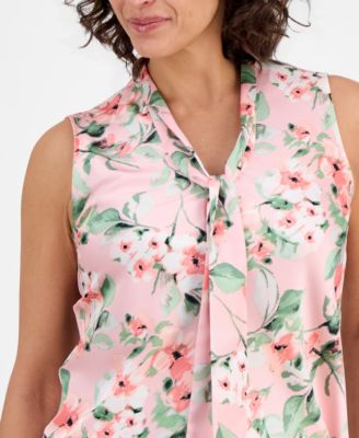 Petite Tie-Neck Sleeveless Top