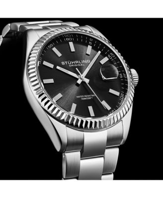 Vanguard 4069 Men s Quartz Watch – 42mm, Black Dial, Stainless Steel Bracelet, Fluted Bezel, Date, 100M Water Resistant