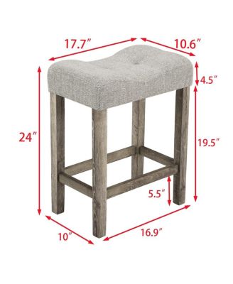 5-Piece Counter Height Dining Table Set with Upholstered Stools, Wood Grain MDF Top and Solid Wood Legs, Space-Saving Table Set