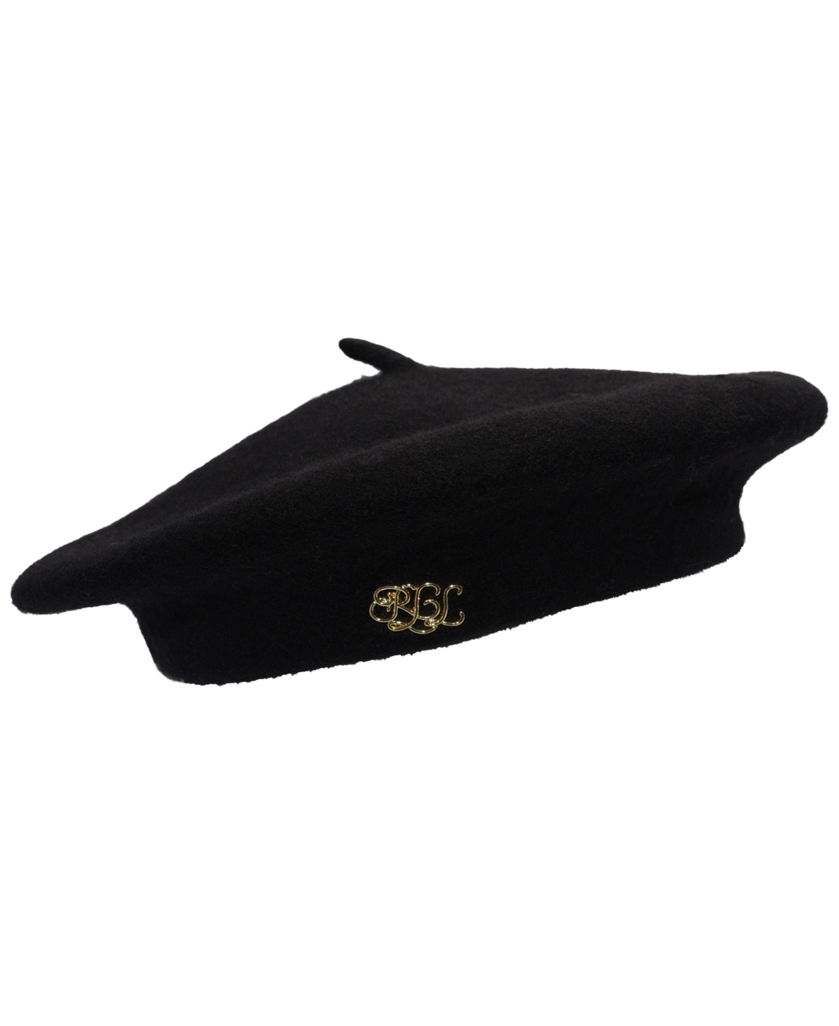 Lauren Ralph Women's Classic Wool Beret Hat with Script Logo