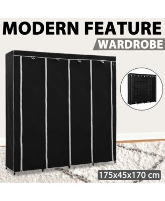 Wardrobe Black Iron frame and polyester fabric Large Wardrobe