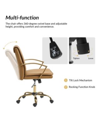 1 Pc Faux Leather Modern Rocking Tilting High-Back Office Chair with 360-Degree Swivel Base