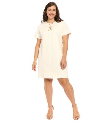 the9shop EVERYDAYdress ベージュ S London Times Plus-Size Crewneck Shift Dress - Macy's