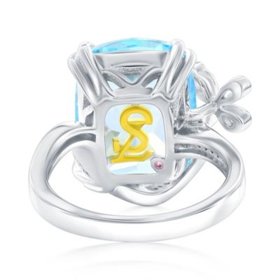 Gala Collection   Elongated Cushion Firework Cut Cubic Zirconia Butterfly Accent Ring