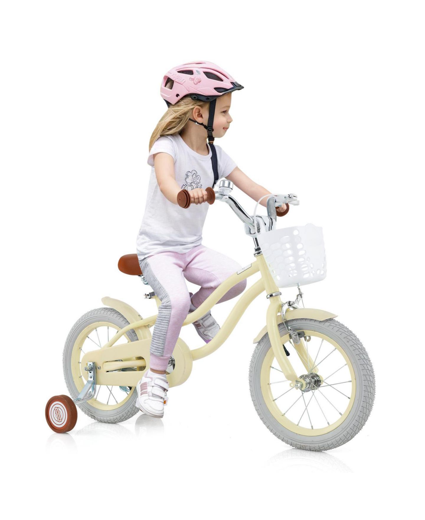 Детская игрушка SUGIFT 14 Inch Adjustable Kids Bike with Training Wheels, Ages 3-8, цвет: Жёлтый — фото 10