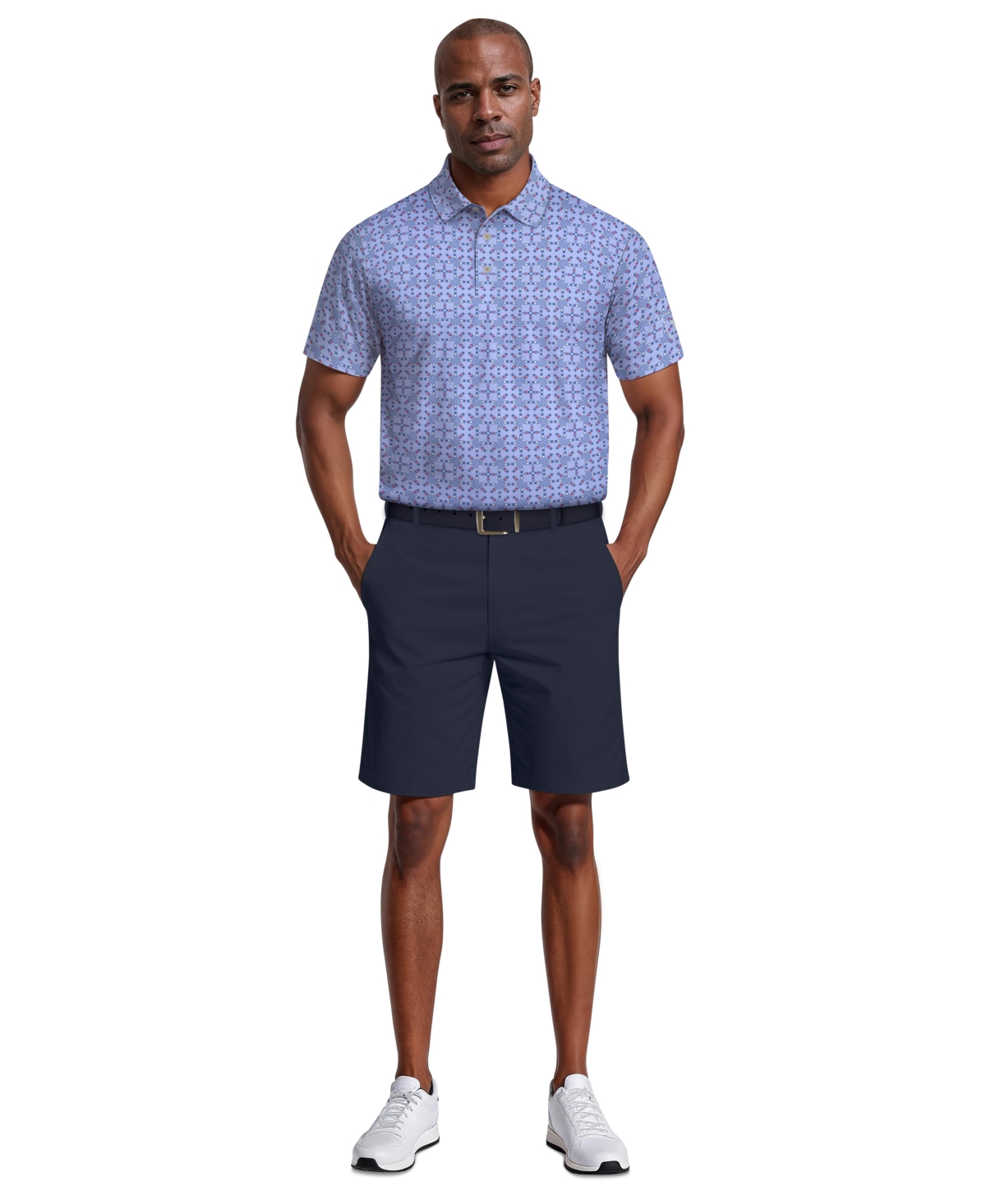 Pga Tour Men's Layered Boat Print Short-Sleeve Golf Polo Shirt