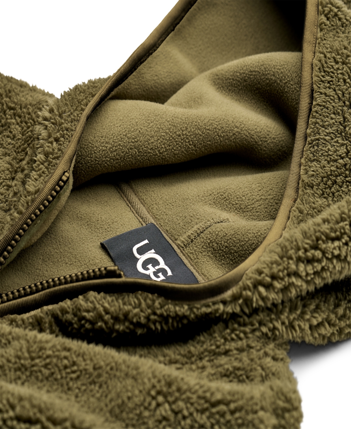 Ugg Women's Mariella Fluff Stand Collar Zip Hoodie In Green