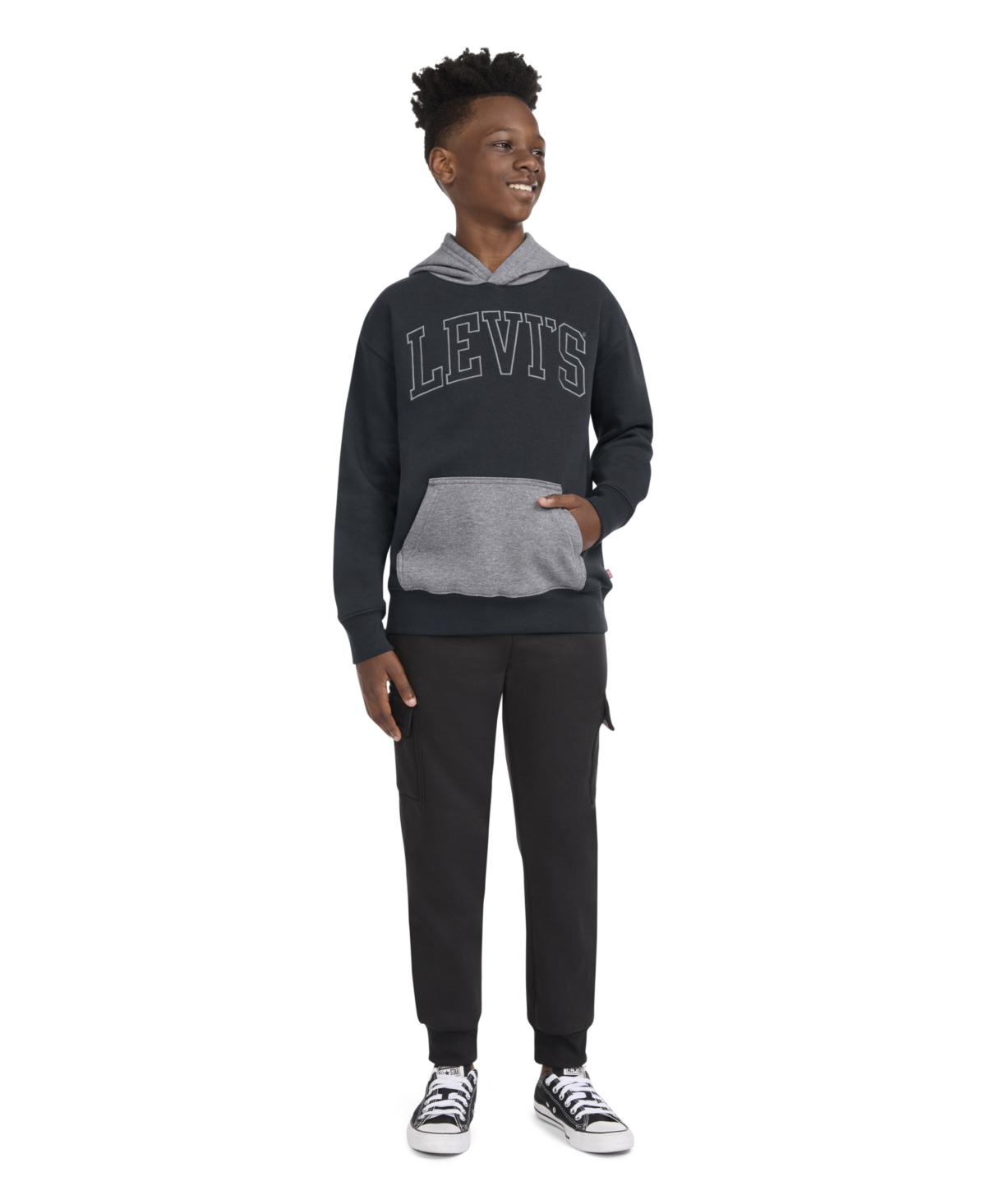 Levi's Boys 8-20 Classic Color Blocked Pull-on Hoodie In Black