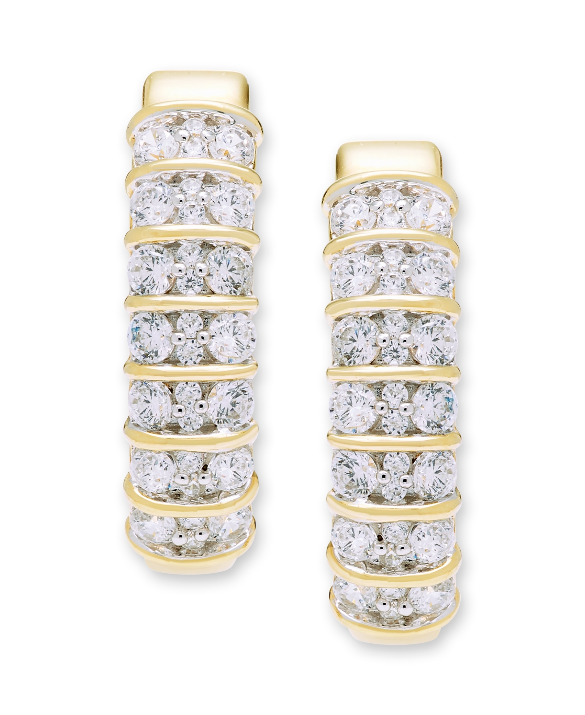Macy's Diamond Hoop Earrings (1 ct. t.w.) in 10k Yellow Gold