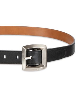 Women's Two-in-One Reversible Puffed Beveled Edge Buckle Belt