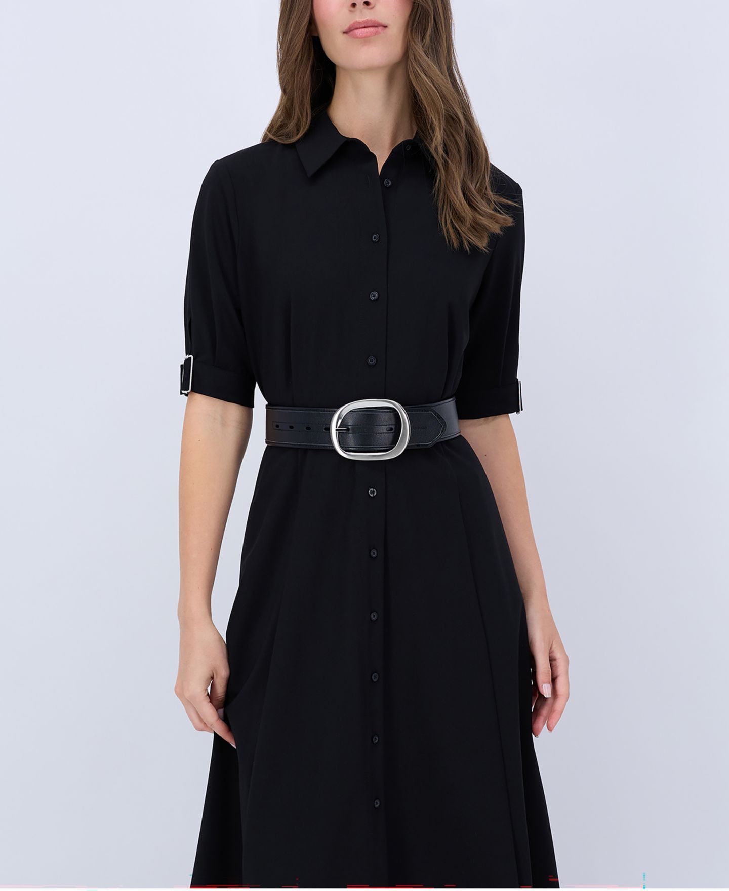 Женский ремень Calvin Klein Two-in-One Reversible Oversized Statement Buckle, цвет: Чёрный — фото 5
