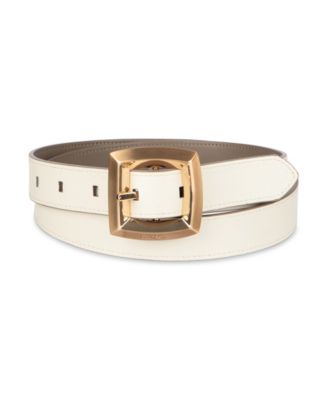 Women's Two-in-One Reversible Puffed Beveled Edge Buckle Belt