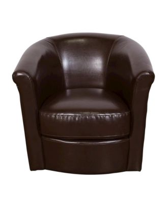Marvel Contemporary Leather-Look Swivel Accent Chair, Brown
