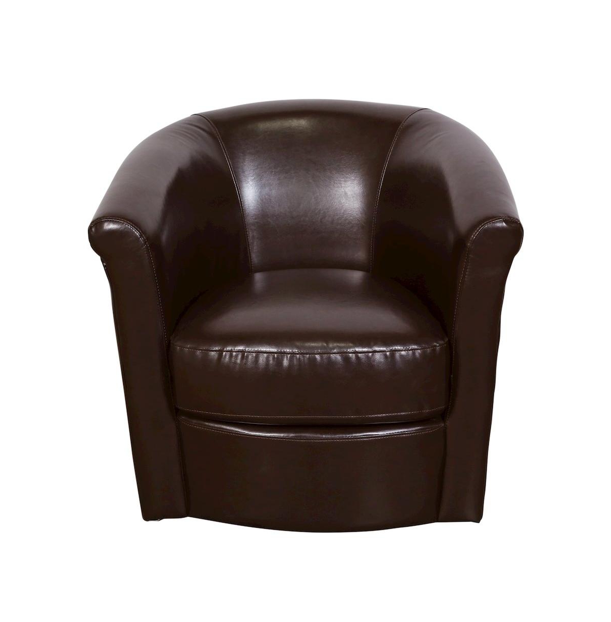 Porter Designs Marvel Contemporary Leather-Look Swivel Accent Chair, Brown