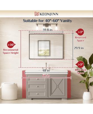 Inch Brushed Black Bathroom Vanity Mirror Metal Framed Over Sink Wall Mirror Horizontal/Vertical