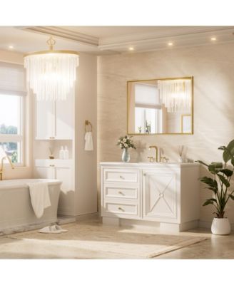 40x30 Inch Brushed Gold Bathroom Vanity Mirror Metal Framed Over Sink Wall Mirror Horizontal/Vertical