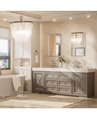 Inch Brushed Nickel Bathroom Vanity Mirror Metal Framed Over Sink Wall Mirror Horizontal/Vertical