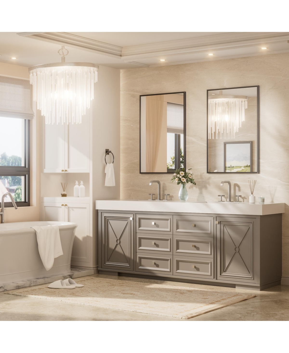 Keonjinn Inch Brushed Black Bathroom Vanity Mirror Metal Framed Over Sink Wall Mirror Horizontal/Vertical