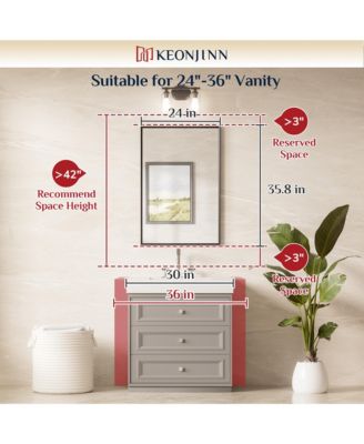 Inch Brushed Nickel Bathroom Vanity Mirror Metal Framed Over Sink Wall Mirror Horizontal/Vertical