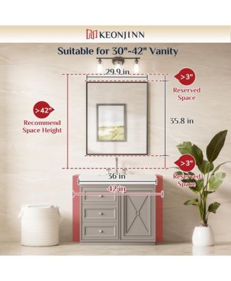 Inch Brushed Black Bathroom Vanity Mirror Metal Framed Over Sink Wall Mirror Horizontal/Vertical