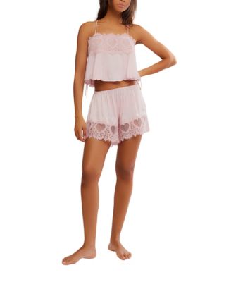 Free People - Women's Sweet Love Lace Detail Pajama Shorts