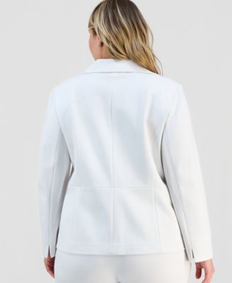 Plus Size Notch-Collar Seamed One-Button Jacket 