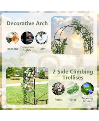 2 in 1 Garden Arbor with Door and Latch for Outdoor Lawn-Black