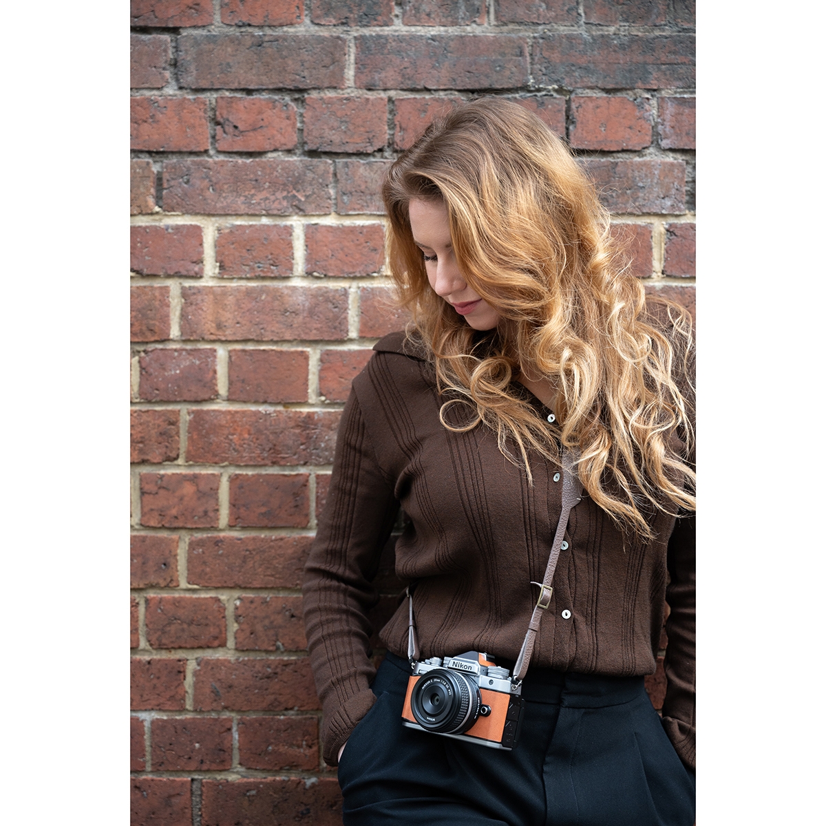 Nikon Z f Mirrorless Camera, Silver/Cognac Brown