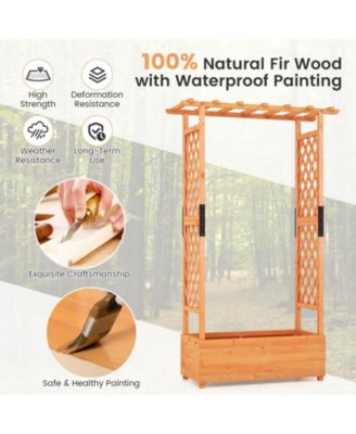 Raised Garden Bed with Arch Trellis-Orange