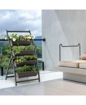 4-Tier Vertical Raised Garden Bed with 4 Containers and Drainage Holes