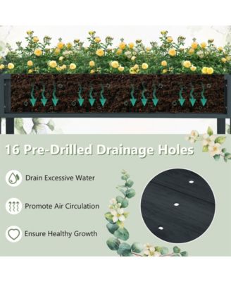 Pots & Planters Poly Wood Elevated Planter Box with Legs Storage Shelf Drainage Holes-Black