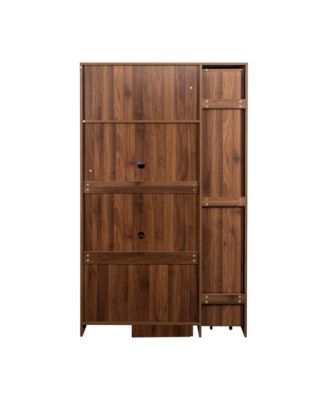 Kitchen Pantry Cabinet with 4 Doors and Pull-Out Multi-Tier Storage Shelves for Kitchen and Dining Room