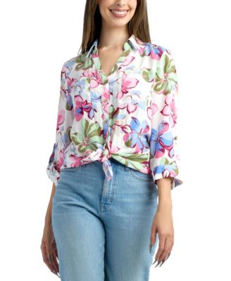 BCX - Women's Resort Print Button-Up Shirt