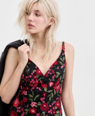 Juniors' Embroidered Sequined Gown