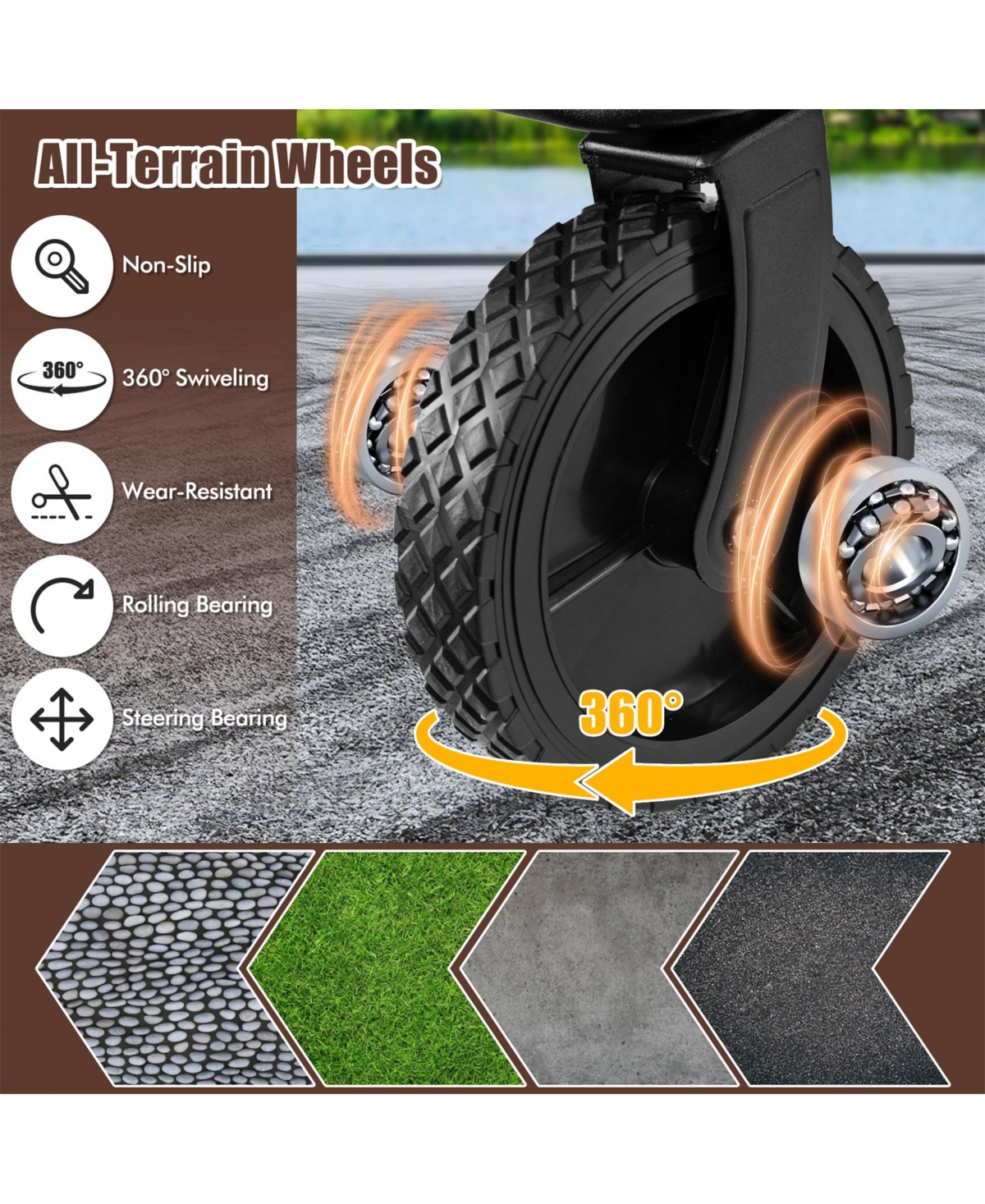 Sugift Collapsible Folding Wagon Cart with Adjustable Handlebar-Gray