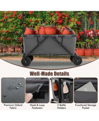 Collapsible Folding Wagon Cart with Adjustable Handlebar-Gray