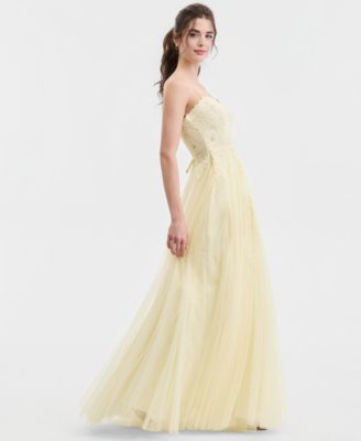 Juniors' Strapless Embellished Ballgown