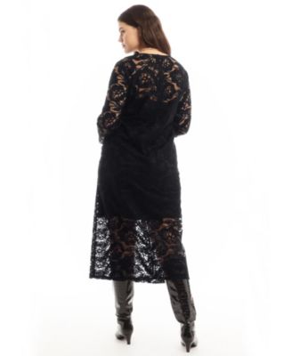 Women's Lined Lace Column Midi Dress