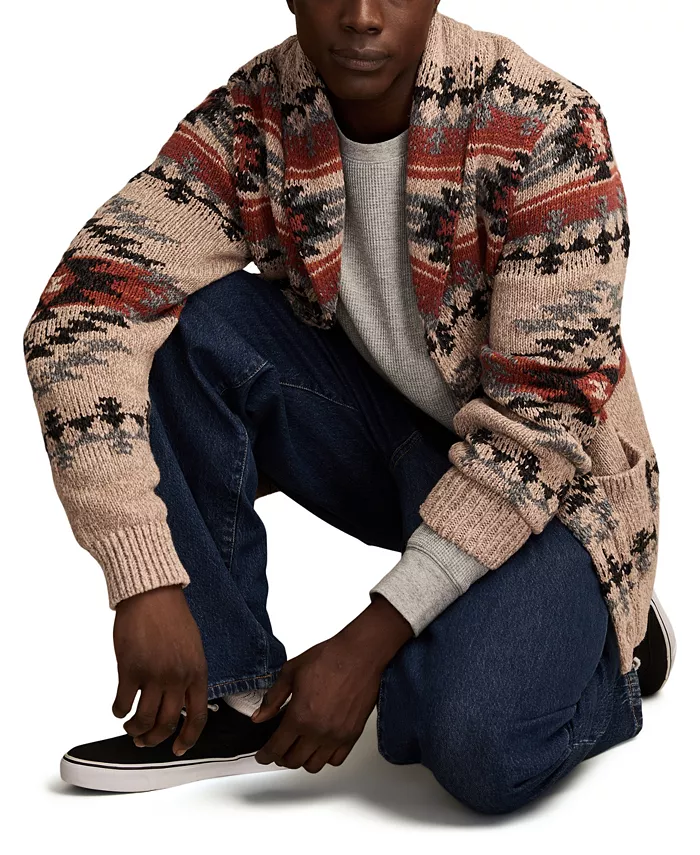 Men's Shawl Collar Cardigan Sweater - thumbnail 2