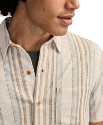 Men's Short-Sleeve Striped Linen Knit Shirt
