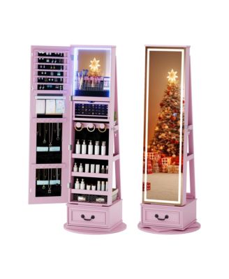 360° Swivel Jewelry Armoire with LED Full-Length Mirror